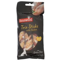 Rosewood Trio Sticks Chicken Snack para Perros Medianos con Pollo