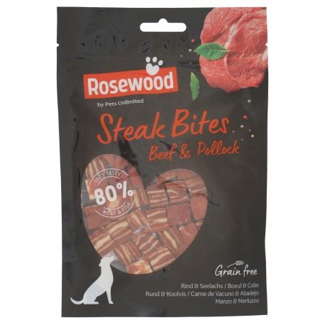 Rosewood Steak Bites Snack para Perros con Ternera