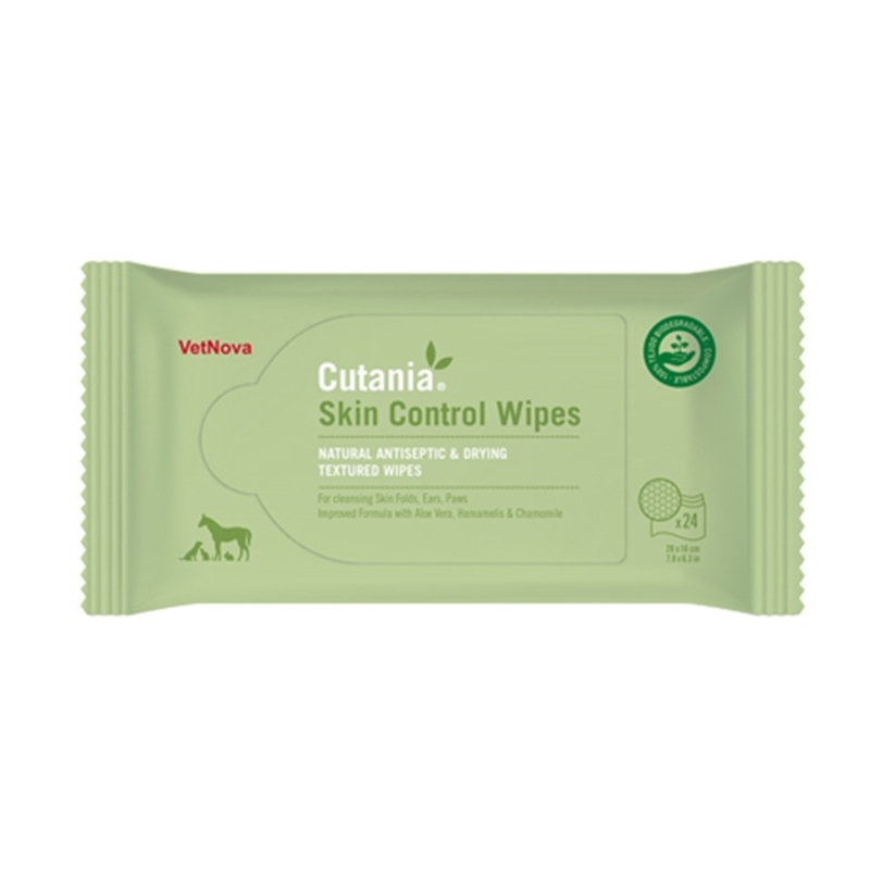 24 Unidades. Vetnova Cutania Skin Control Wipes Toallitas Dermatológicas Para Perros Y Gatos