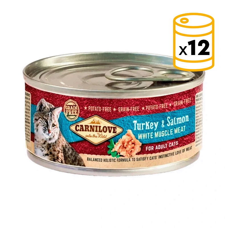 12 x 100 gr Carnilove Turkey & Salmon Comida Húmeda Para Gatos Pavo Y Salmón 12 X 100 Gr