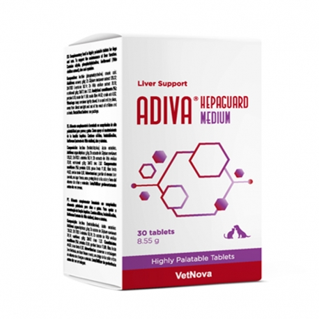 Vetnova Adiva Hepaguard Medium Tablets Suplemento Hepático para Perros Medianos