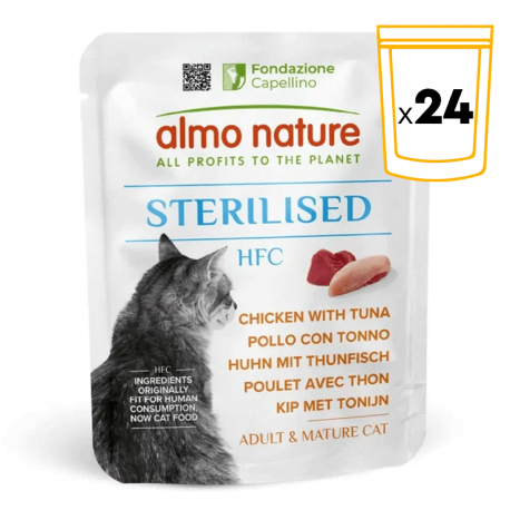 Almo Nature HFC Sterilised Comida Húmeda para Gatos Esterilizados Atún y Pollo