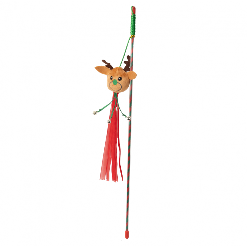 Pawise Caña Plumero Reno De Navidad Juguete Para Gatos 48 Cm
