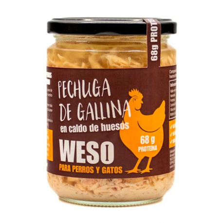 Weso Pechuga de Gallina en Caldo de Huesos para Perros y Gatos