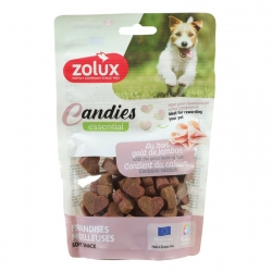 Zolux Candies Mini Corazones Snack para Perros Pequeños con Jamón y Calcio