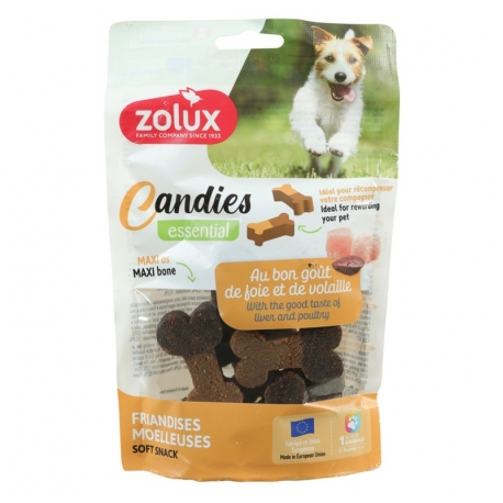 Zolux Candies Maxi Huesos Snack para Perros Medianos y Grandes con Corazón e Hígado