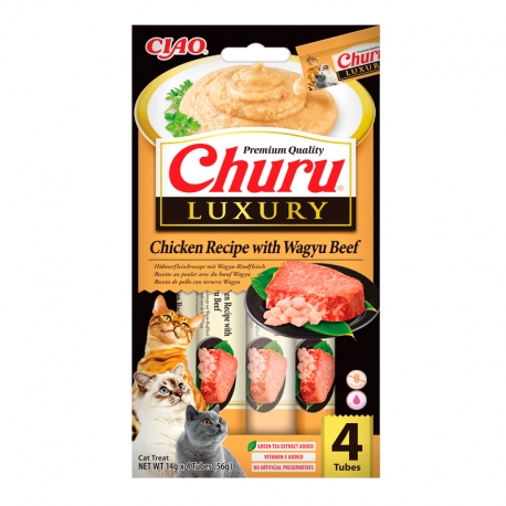 Churu Luxury Snack Cremoso para Gatos Receta de Pollo y Wagyu