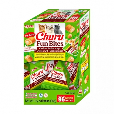 Churu Fun Bites Snack para Gatos Doble Textura Receta de Pollo con Calabaza