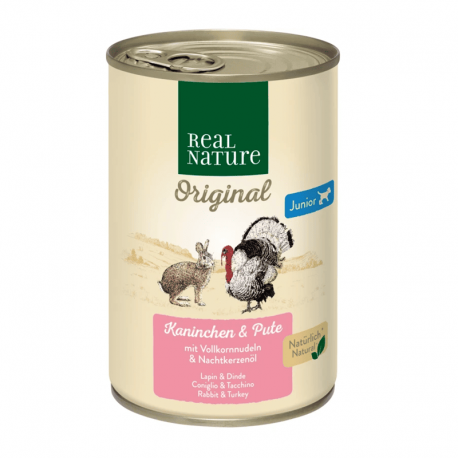 Real Nature Classic Latas Para Perros Junior Conejo Pavo