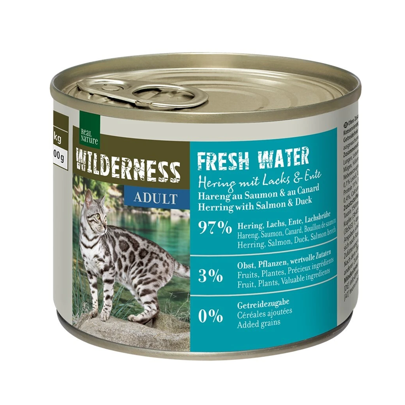 12 x 200 gr Real Nature Wilderness Fresh Water Comida Húmeda Para Gatos Adultos Con Pescado 12 X 200 Gr