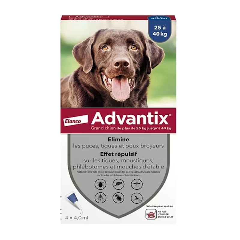 Advantix  Pipetas Antiparasitarias Para Perros Grandes De +25kg 4 Pipetas.