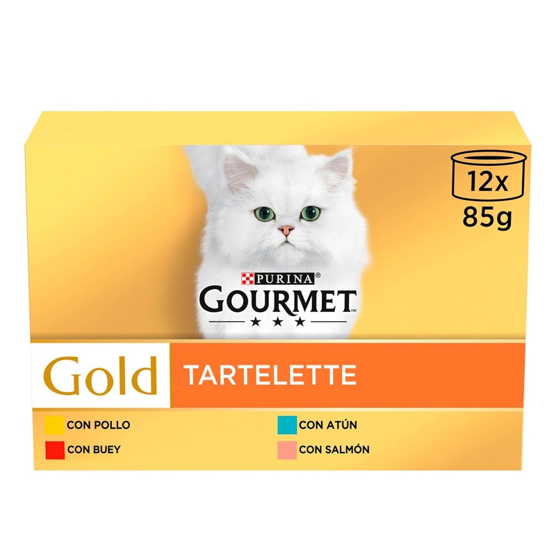 12 x 85gr Gourmet Tartelette Comida Húmeda Para Gatos Multipack Buey, Pollo, Salmón Y Atún 12 X 85gr