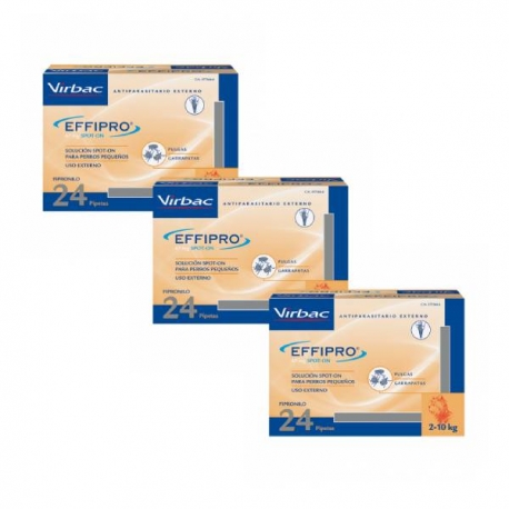 Effipro Spot On Pack 3 unités (12 pipettes) pour chiens taille petite (2-10kg)