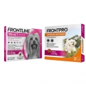 Pack Super Protection : Frontpro Comprimés Mâchables 2-4kg + Frontline Tri-Act 3 Pipettes (2-5kg) chiens Mini