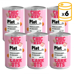 Latas Plet para cachorros. Pollo con zanahorias.