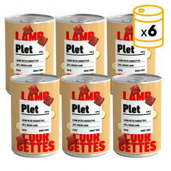Latas Plet para perros adultos. Cordero con calabacín