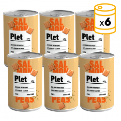 Latas Plet para perros adultos. Salmón con guisantes.