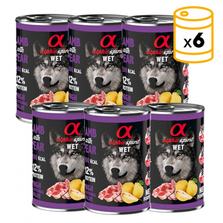 Alpha Spirit Pack de Latas para perros de Cordero y Pera