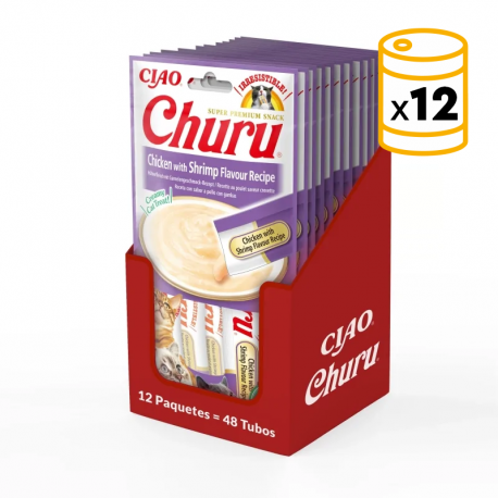 Pack Churu para gato adulto Pure de Pollo Con Camaron 12x56gr