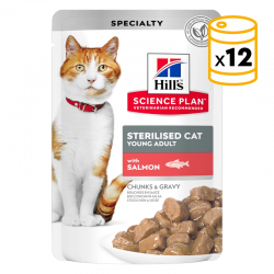 Pack x12 sachets Science Plan pour chats adultes stérilisés au saumon 