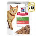 Hills Science Plan Senior Vitality Mature Adult 7+ alimento para gatos sabor salmón (pouch)