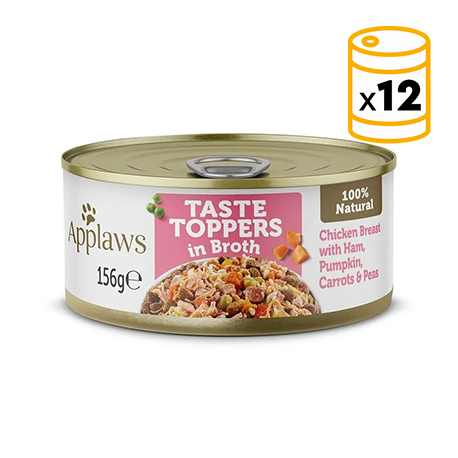 Applaws Taste Toppers Latas en Caldo para Perros con Pollo, Jamón y Verduras