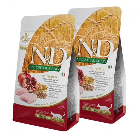 Farmina ND Cat Ancestral Grain Neutered Poulet croquettes pour chats stérilisés