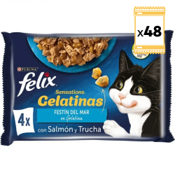 Felix Sensations Comida húmeda para Gatos en Gelatina Selección de Pescado