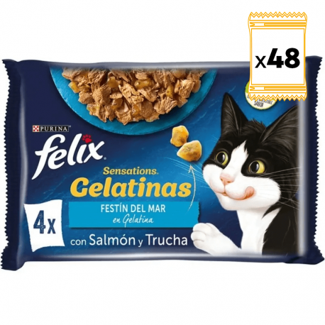 Felix Sensations Comida húmeda para Gatos en Gelatina Selección de Pescado