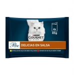 Gourmet Perle Delicias en Salsa Comida Húmeda para Gatos con Pollo y Buey