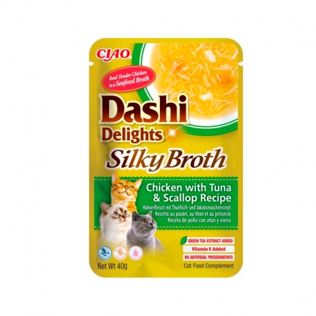 Churu Dashi Delights Silky Broth Comida Húmeda en Caldo con Pollo Atún y Vieira