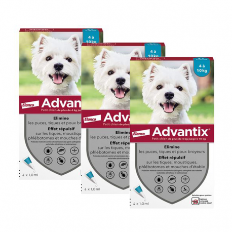 Advantix Pack 3 unità (12 pipette) per cani di taglia piccola (4-10kg)