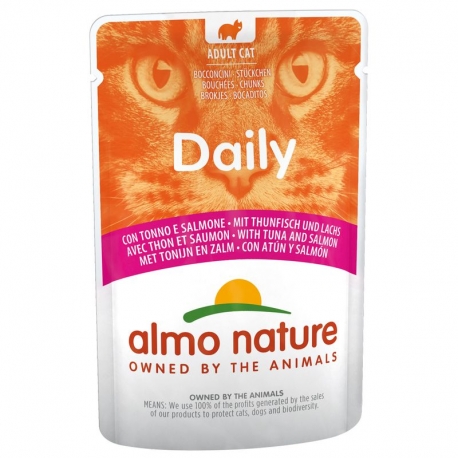 Almo Nature Daily Comida Húmeda para Gatos Bocaditos de Atún y Salmón