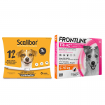 Pack Super Protection : Collier Scalibor 48 cm + Frontline Tri-Act 3 pipettes (5-10 kg) chiens taille petite