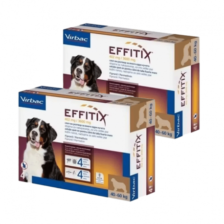 Effitix antiparasitaire pack 2 unités (8 pipettes) pour chiens taille géant (40-60 kg)