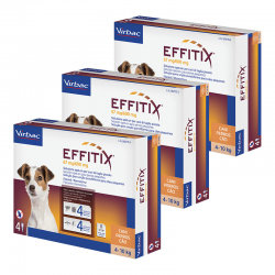 Effitix antiparasitaire pack 3 unités (12 pipettes) pour chiens taille petite (4-10kg)