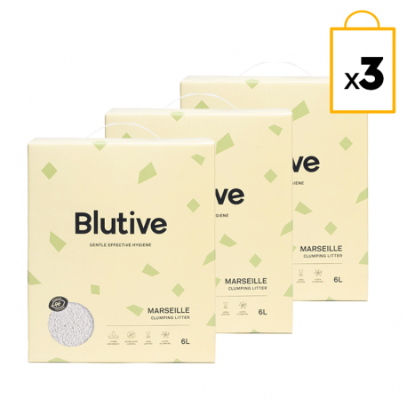 Arena aglomerante Blutive para gatos aroma Marsella 6L
