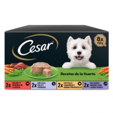 Cesar Multipack Recetas De la Huerta Comida Húmeda Para Perros en Paté y Gelatina