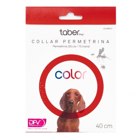 Taberdog Permetrina Collar Antiparasitario para Perros color Rojo