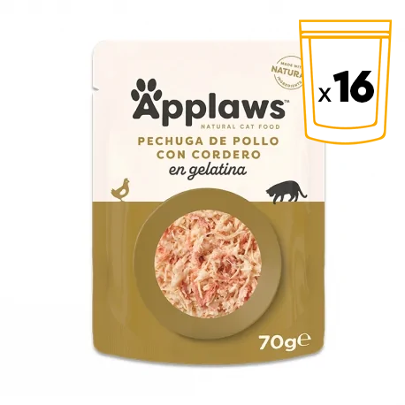 Applaws Sobres de Comida Húmeda en Gelatina para Gatos con Pollo y Cordero