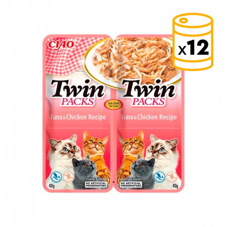 Churu Twin Packs Comida húmeda para Gatos en Caldo con Atún y Pollo