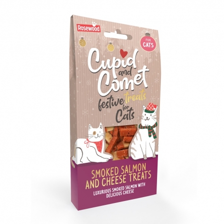 Cupid and Comet Snack de Navidad para Gatos Salmón Ahumado y Queso