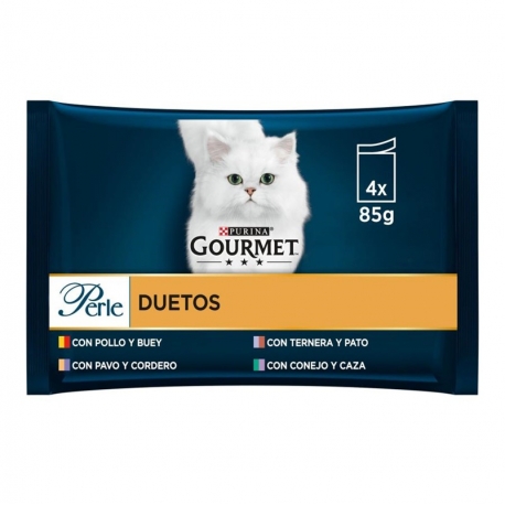 Gourmet Perle Duo Filetes de Carnes en Salsa Comida Húmeda para Gatos