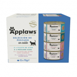 Applaws Multipack Latas de Comida Húmeda en Caldo para Gatos con Pescado 12x70 gr