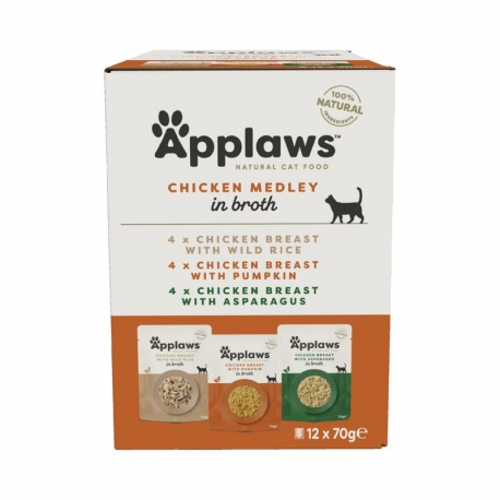 Applaws Multipack Sobres de Comida Húmeda en Caldo para Gatos con Pollo