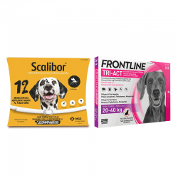 Pack Super Protection : Collier Scalibor 65 cm + Frontline Tri-Act 3 pipettes (20-40 kg) chiens taille grande