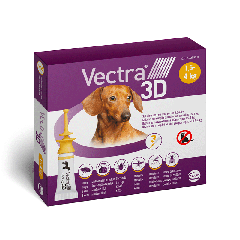Vectra 3D pipettes antiparasitaires pour chien Chiens de 1.5 a 4kg