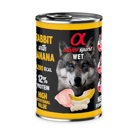Alpha Spirit Comida Húmeda Para Perros con Conejo y Plátano