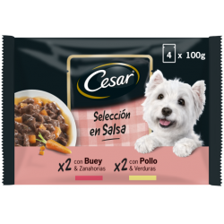 Cesar Multipack Selección en Salsa Comida Húmeda Para Perros con Buey y Pollo