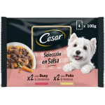 Cesar Multipack Selección en Salsa Comida Húmeda Para Perros con Buey y Pollo